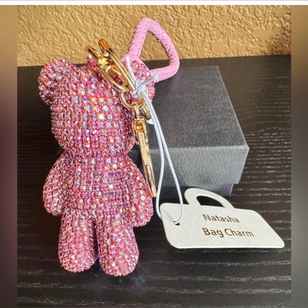 Natasha Couture Pink Bear Bag Charm - Picture 2 of 4